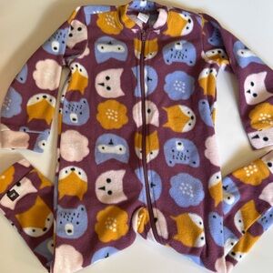 Tea Collection Purple Fleece Footless Pajama Zip One-Piece with Animal Faces